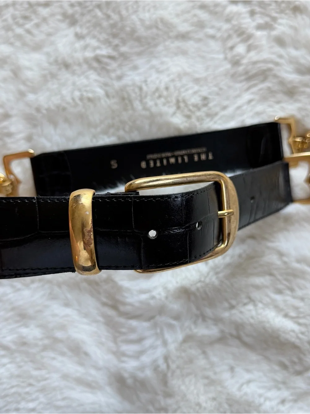 The Limited Black Genuine Leather Chain Belt Gold Hardware Size S Made Italy